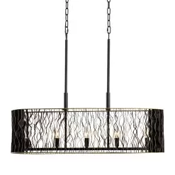 Estela 380N05MBFG 5-Light Kitchen Pendant Light - Matte Black/French Gold -Lighting Decoration Store 380N05MBFG