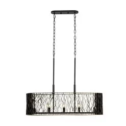 Estela 380N05MBFG 5-Light Kitchen Pendant Light - Matte Black/French Gold -Lighting Decoration Store 380N05MBFG 8