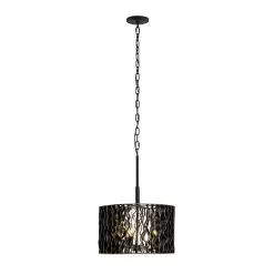 Estela 380P03MBFG 3-Light Convertible Pendant/Ceiling Light - Matte Black/French Gold -Lighting Decoration Store 380P03MBFG 6