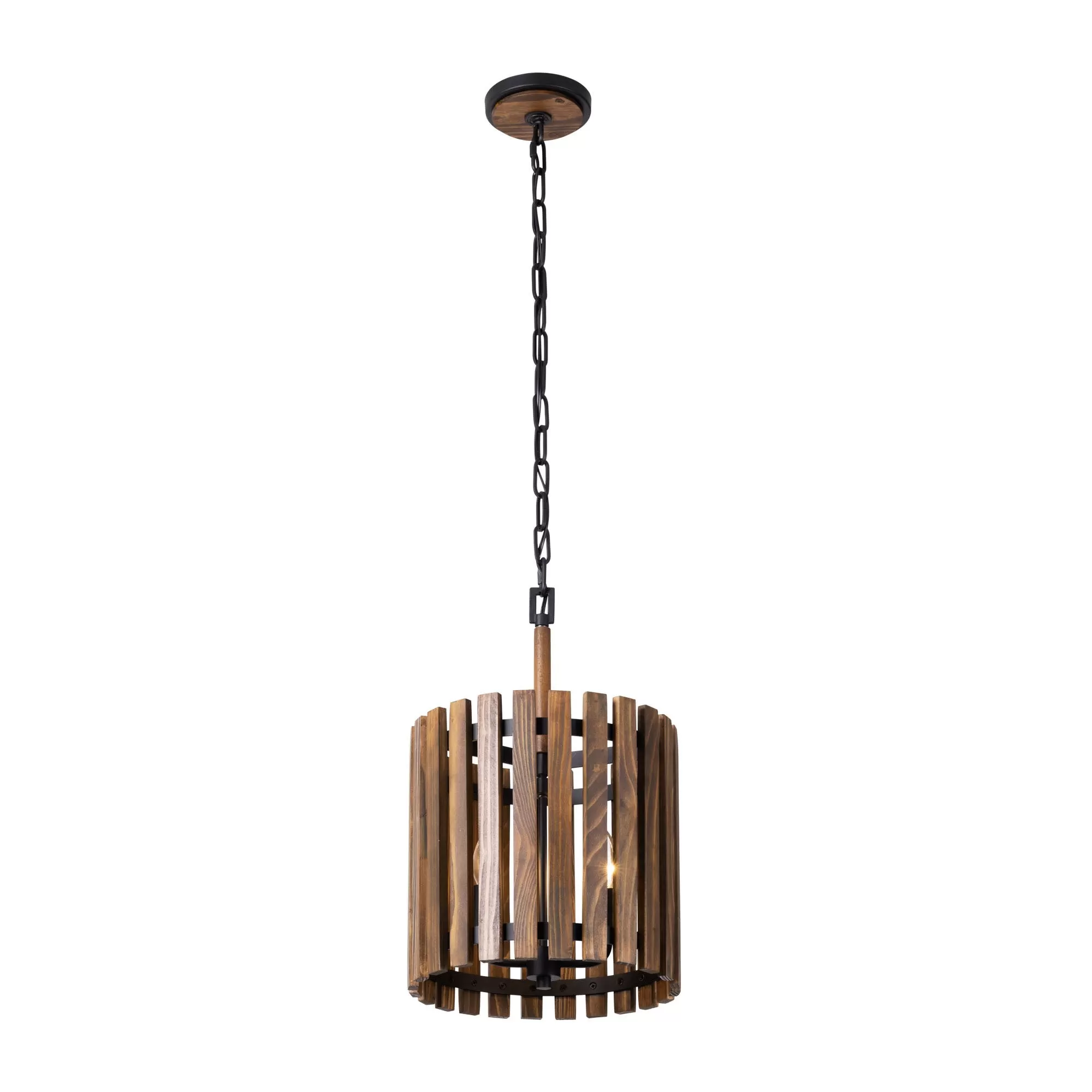 Suratto 387P02MBW 2-Light Pendant Light - Matte Black/Medium Walnut 3 Suratto 387P02MBW 2-Light Pendant Light - Matte Black/Medium Walnut - Image 3