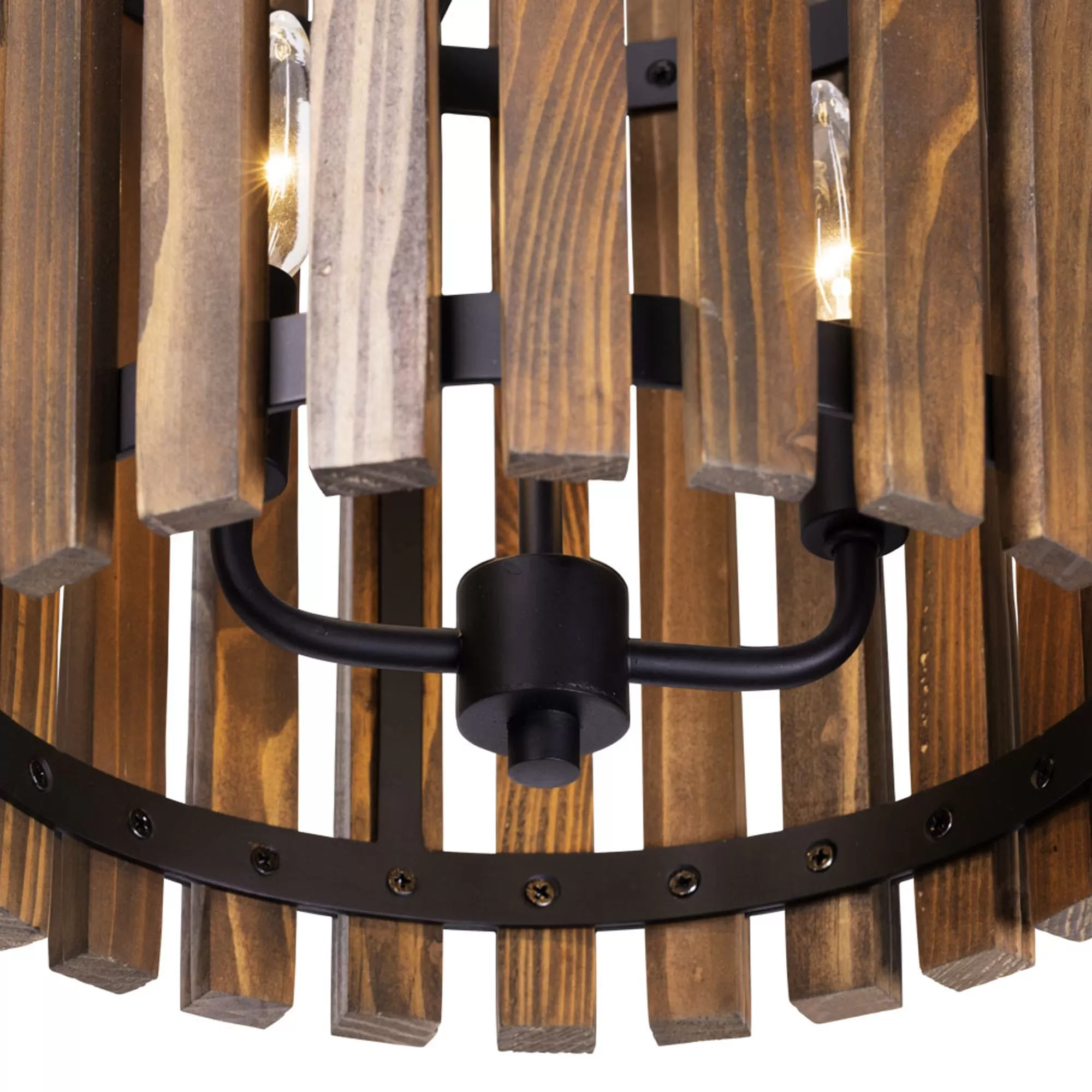 Suratto 387P02MBW 2-Light Pendant Light - Matte Black/Medium Walnut 6 Suratto 387P02MBW 2-Light Pendant Light - Matte Black/Medium Walnut - Image 6