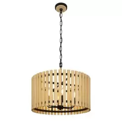 Suratto 387P06MBH 6-Light Pendant Light - Matte Black/Honey Blonde -Lighting Decoration Store 387P06MBH 2