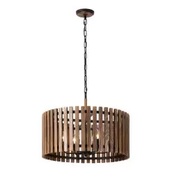 Suratto 387P06MBW 6-Light Pendant Light - Matte Black/Medium Walnut -Lighting Decoration Store 387P06MBW 1