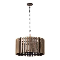 Suratto 387P06MBW 6-Light Pendant Light - Matte Black/Medium Walnut -Lighting Decoration Store 387P06MBW 2