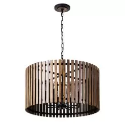 Suratto 387P08MBW 8-Light Pendant Light - Matte Black/Medium Walnut -Lighting Decoration Store 387P08MBW 2