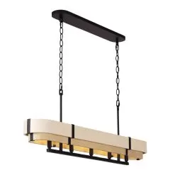 Blonde Moment 389N05MBHN 5-Light Kitchen Island Pendant - Matte Black/Honey/Medium Oak -Lighting Decoration Store 389N05MBHN