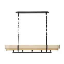 Blonde Moment 389N05MBHN 5-Light Kitchen Island Pendant - Matte Black/Honey/Medium Oak -Lighting Decoration Store 389N05MBHN 1