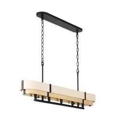 Blonde Moment 389N05MBHN 5-Light Kitchen Island Pendant - Matte Black/Honey/Medium Oak -Lighting Decoration Store 389N05MBHN 4