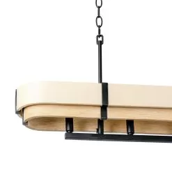 Blonde Moment 389N05MBHN 5-Light Kitchen Island Pendant - Matte Black/Honey/Medium Oak -Lighting Decoration Store 389N05MBHN Detail 2