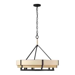 Blonde Moment 389P06MBHN 6-Light Pendant Light - Matte Black/Honey/Medium Oak -Lighting Decoration Store 389P06MBHN 1