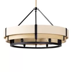 Blonde Moment 389P06MBHN 6-Light Pendant Light - Matte Black/Honey/Medium Oak -Lighting Decoration Store 389P06MBHN 2
