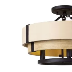 Blonde Moment 389S03MBHN 3-Light Ceiling Light - Matte Black/Honey/Medium Oak -Lighting Decoration Store 389S03MBHN Detail 1