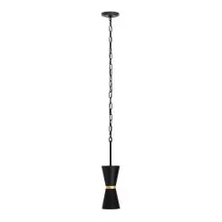 Mad Hatter 390M01MBFG 1-Light Mini Pendant - Matte Black/French Gold -Lighting Decoration Store 390M01MBFG 1