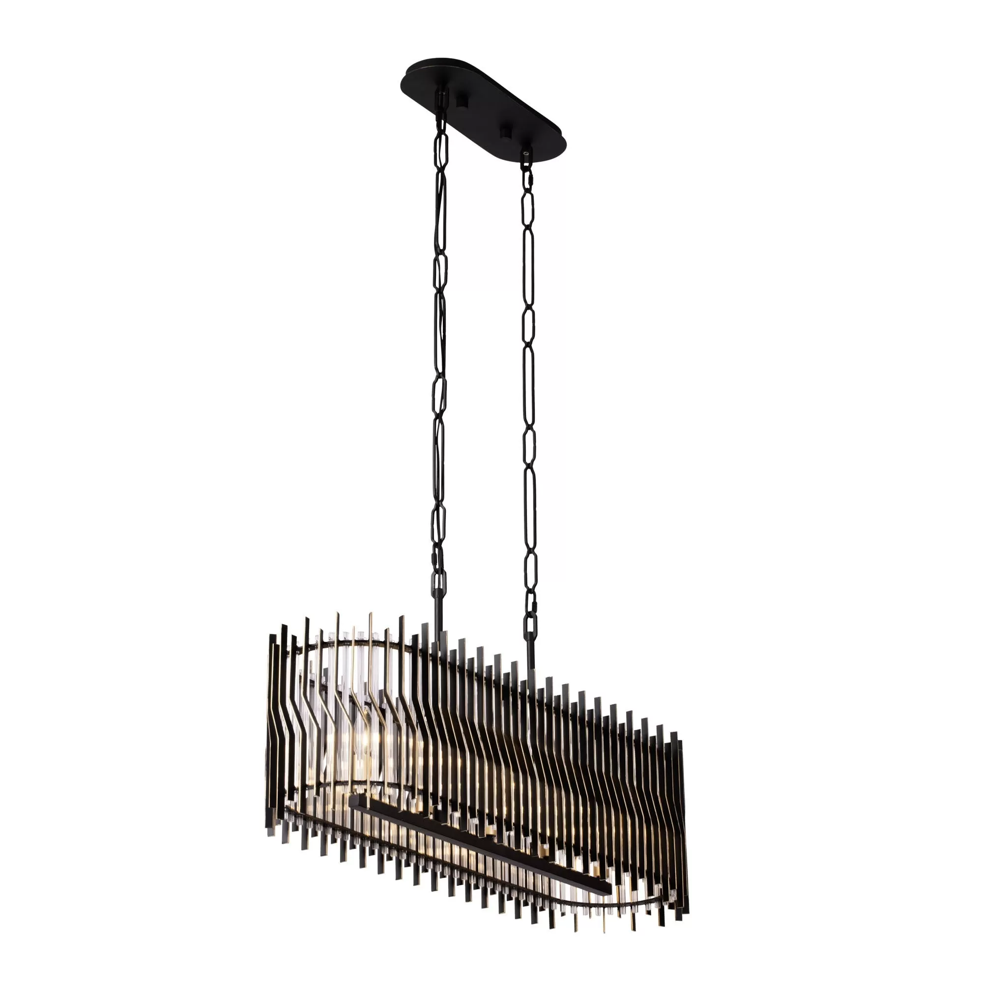 Park Row 393N05MBFG 5-Light Kitchen Island Pendant - Matte Black/French Gold 1 Park Row 393N05MBFG 5-Light Kitchen Island Pendant - Matte Black/French Gold