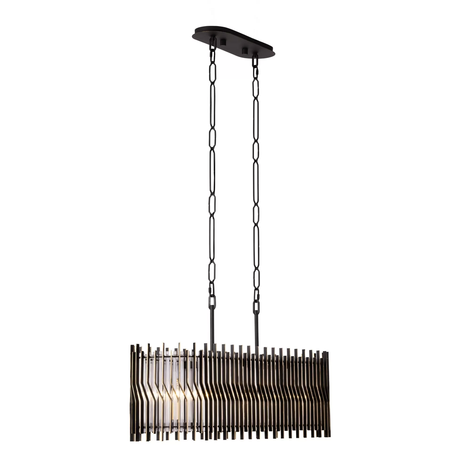 Park Row 393N05MBFG 5-Light Kitchen Island Pendant - Matte Black/French Gold 3 Park Row 393N05MBFG 5-Light Kitchen Island Pendant - Matte Black/French Gold - Image 3