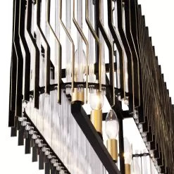 Park Row 393N05MBFG 5-Light Kitchen Island Pendant - Matte Black/French Gold 12 Park Row 393N05MBFG 5-Light Kitchen Island Pendant - Matte Black/French Gold -Lighting Decoration Store 393N05MBFG Detail 1