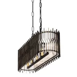 Park Row 393N05MBFG 5-Light Kitchen Island Pendant - Matte Black/French Gold 13 Park Row 393N05MBFG 5-Light Kitchen Island Pendant - Matte Black/French Gold -Lighting Decoration Store 393N05MBFG Detail 2