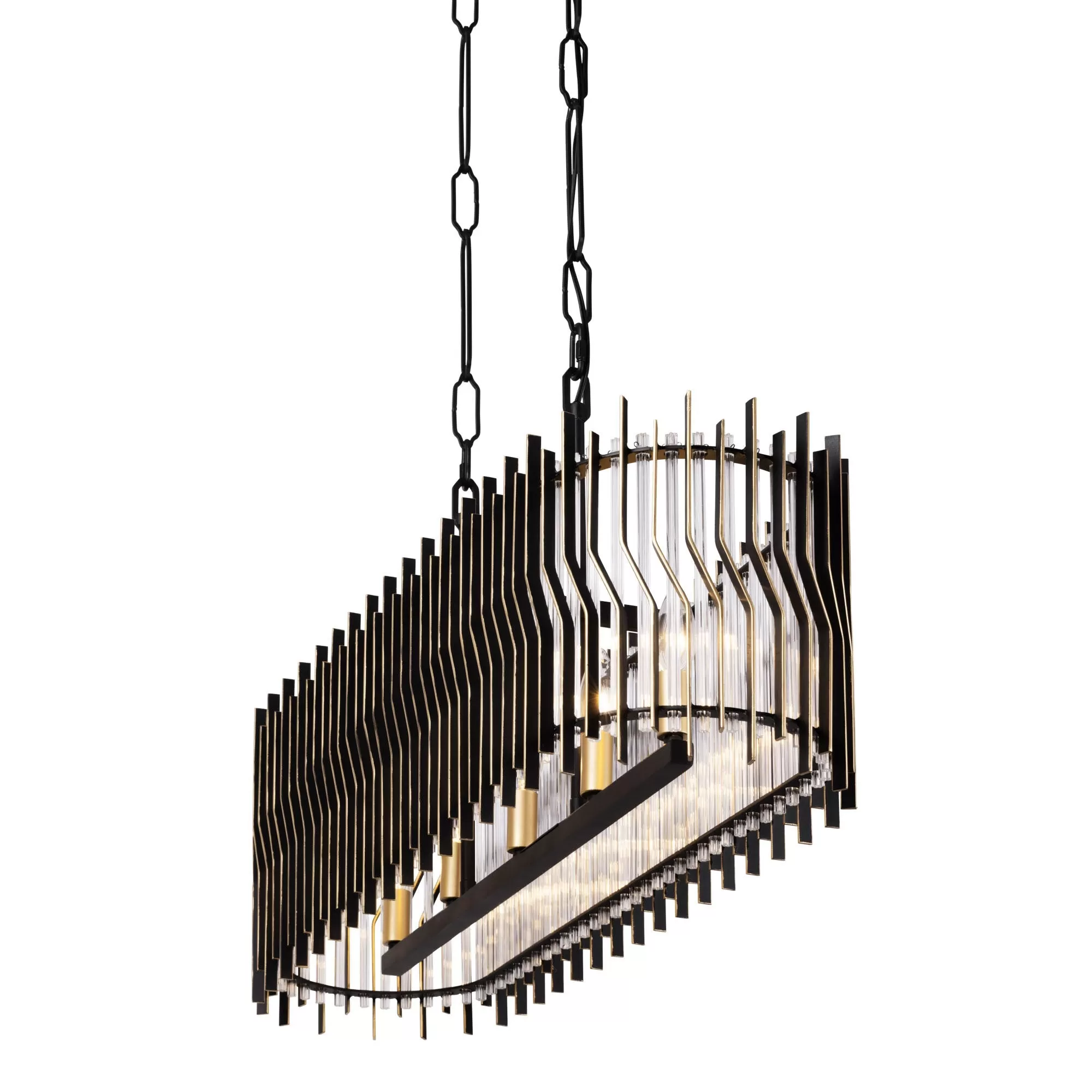 Park Row 393N05MBFG 5-Light Kitchen Island Pendant - Matte Black/French Gold 7 Park Row 393N05MBFG 5-Light Kitchen Island Pendant - Matte Black/French Gold - Image 7