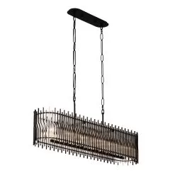 Park Row 393N06MBFG 6-Light Kitchen Island Pendant - Matte Black/French Gold