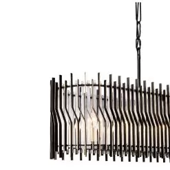 Park Row 393N06MBFG 6-Light Kitchen Island Pendant - Matte Black/French Gold -Lighting Decoration Store 393N06MBFG Detail 2