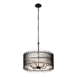 Park Row 393P06MBFG 6-Light Pendant Light - Matte Black/French Gold -Lighting Decoration Store 393P06MBFG 1