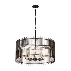 Park Row 393P08MBFG 8-Light Pendant Light - Matte Black/French Gold -Lighting Decoration Store 393P08MBFG 1
