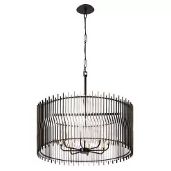 Park Row 393P08MBFG 8-Light Pendant Light - Matte Black/French Gold -Lighting Decoration Store 393P08MBFG 2