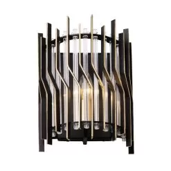 Park Row 393W01MBFG 1-Light Wall Sconce - Matte Black/French Gold -Lighting Decoration Store 393W01MBFG 2