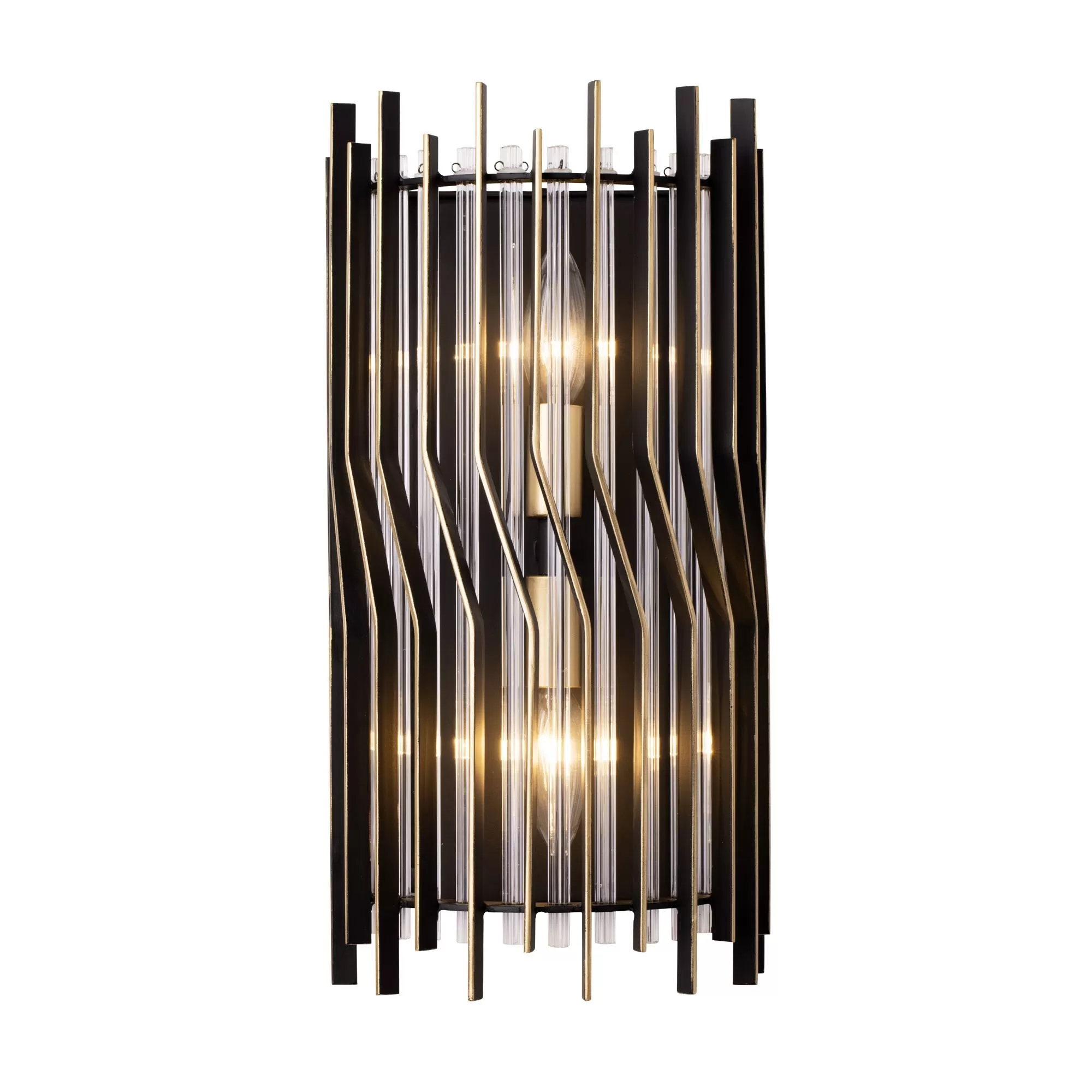 Park Row 393W02MBFG 2-Light Wall Sconce - Matte Black/French Gold 1 Park Row 393W02MBFG 2-Light Wall Sconce - Matte Black/French Gold