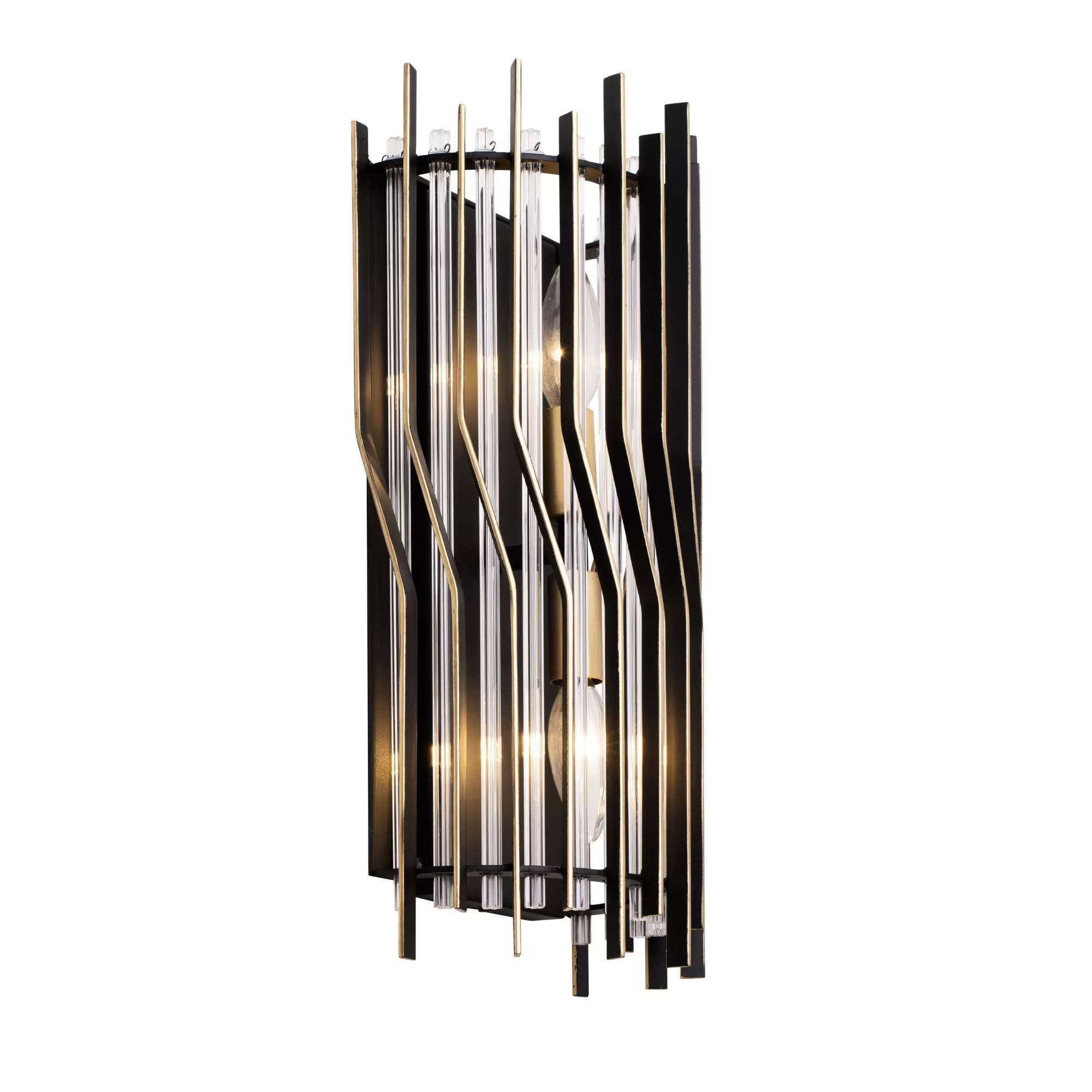 Park Row 393W02MBFG 2-Light Wall Sconce - Matte Black/French Gold 2 Park Row 393W02MBFG 2-Light Wall Sconce - Matte Black/French Gold - Image 2