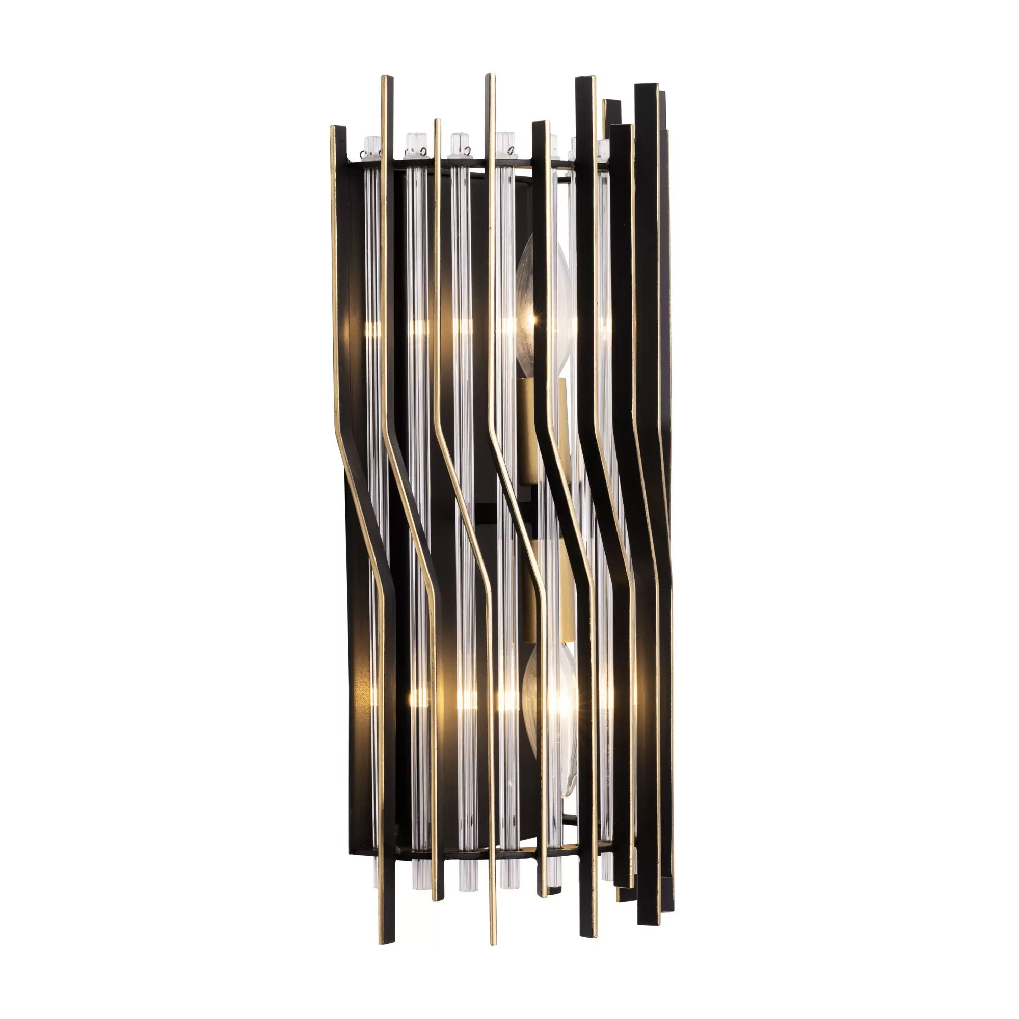 Park Row 393W02MBFG 2-Light Wall Sconce - Matte Black/French Gold 4 Park Row 393W02MBFG 2-Light Wall Sconce - Matte Black/French Gold - Image 4