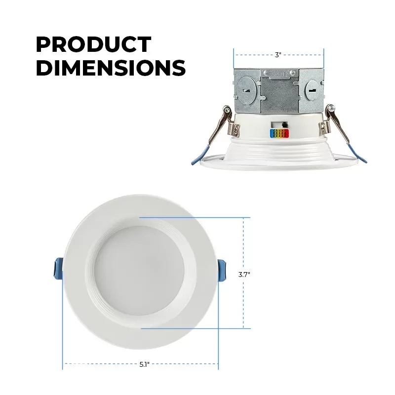 4" LED Recessed Downlight With Built-In Junction Box - Selectable CCT - Dimmable - Baffle Trim - Up To 800 Lumens 3 4" LED Recessed Downlight With Built-In Junction Box - Selectable CCT - Dimmable - Baffle Trim - Up To 800 Lumens - Image 3