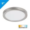 5" 10W Low Profile LED Flush Mount Downlight - Brushed Nickel Trim - Selectable CCT - Dimmable - Up To 650 Lumens