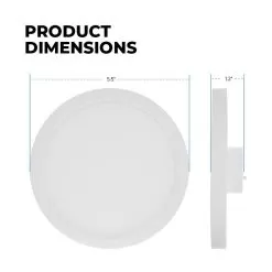 5" 10W Low Profile LED Flush Mount Downlight - White - Selectable CCT - Dimmable - Up To 650 Lumens -Lighting Decoration Store 5fmct10sr05wh dimensions
