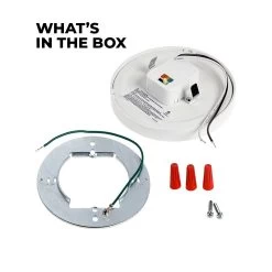 5" 10W Low Profile LED Flush Mount Downlight - Brushed Nickel Trim - Selectable CCT - Dimmable - Up To 650 Lumens -Lighting Decoration Store 5fmct10sr05wh whats in the box 1