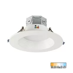 6" LED Recessed Downlight With Built-In Junction Box - Selectable CCT - Dimmable - Baffle Trim - Up To 1,125 Lumens