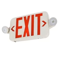 Combo LED Emergency Exit Sign - Battery Backup - Adjustable Light Heads - Single Or Double Face - Red / Green