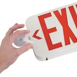 Combo LED Emergency Exit Sign - Battery Backup - Adjustable Light Heads - Single Or Double Face - Red / Green -Lighting Decoration Store 7t7a9381