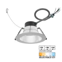 8" Commercial LED Recessed Downlight - Selectable CCT - Selectable Wattage - Up To 2,496 Lumens