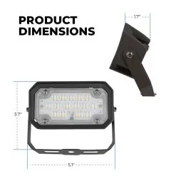 15W LED Flood Light With Yoke Mount - 1800 Lumens - 5000K -Lighting Decoration Store afld 50k15 110 u dims