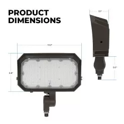 90W LED Flood Light With Knuckle Mount - 11,700 Lumens - 400W Metal Halide Equivalent - 5000K -Lighting Decoration Store afld 50k70 110 k dims1 1