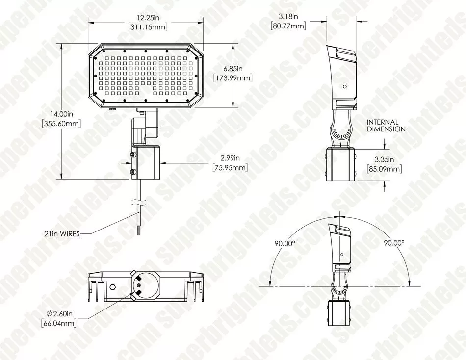 90W LED Flood Light With Slipfitter Mount - 11,700 Lumens - 400W Metal Halide Equivalent - 5000K 6 90W LED Flood Light With Slipfitter Mount - 11,700 Lumens - 400W Metal Halide Equivalent - 5000K - Image 6