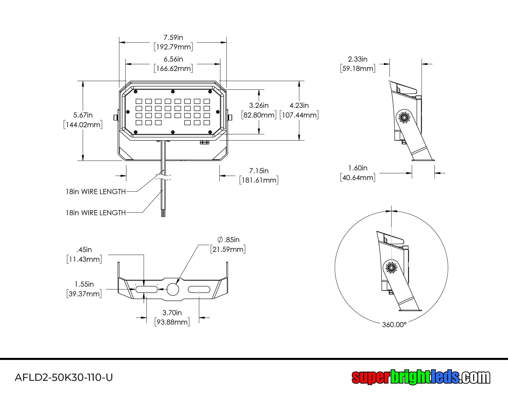 30W LED Flood Light - Yoke Mount - 150W MH - 4,200 Lumens - 5000K 5 30W LED Flood Light - Yoke Mount - 150W MH - 4,200 Lumens - 5000K - Image 5