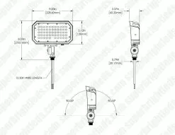50W LED Flood Light With Knuckle Mount - 6,000 Lumens - 175W Metal Halide Equivalent - 5000K 11 50W LED Flood Light With Knuckle Mount - 6,000 Lumens - 175W Metal Halide Equivalent - 5000K -Lighting Decoration Store afld2 50k50 110 k dim drawing