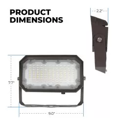 50W LED Flood Light - Yoke Mount - 175W MH - 6,500 Lumens - 5000K -Lighting Decoration Store afld2 50k50 110 u dims 1
