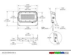 50W LED Flood Light - Yoke Mount - 175W MH - 6,500 Lumens - 5000K -Lighting Decoration Store afld2 50k50 110 u dim drawing 1