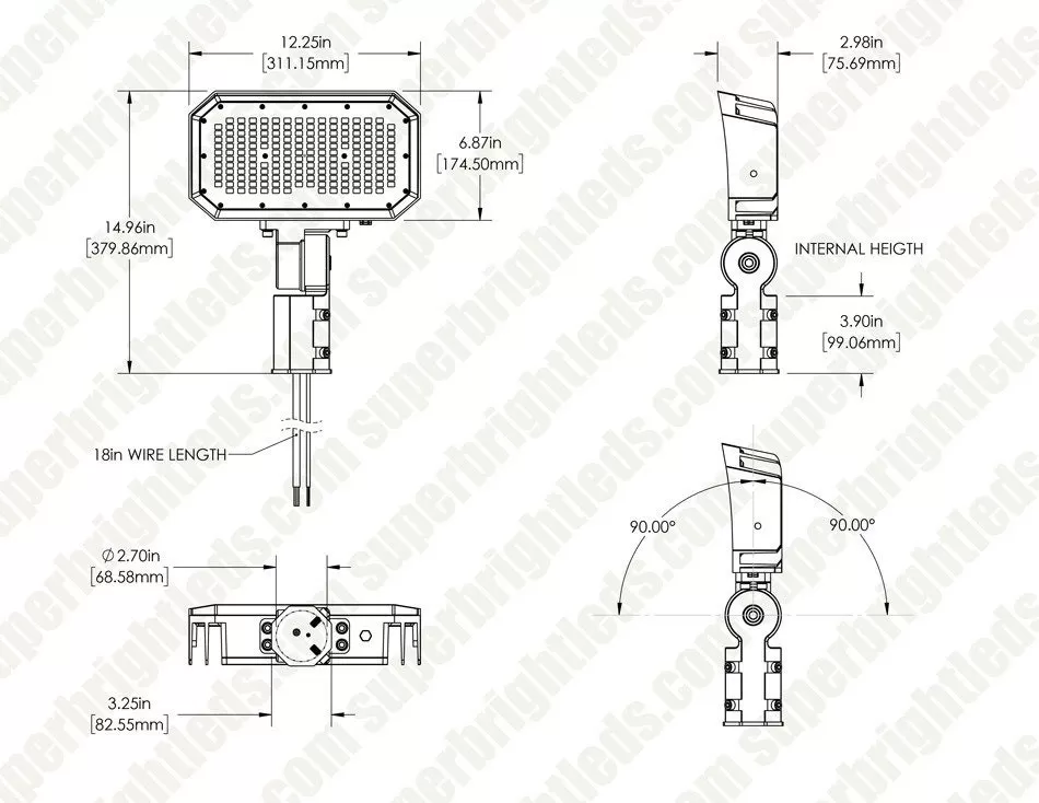 70W LED Flood Light With Slipfitter Mount - 8,400 Lumens - 250W Metal Halide Equivalent - 5000K 6 70W LED Flood Light With Slipfitter Mount - 8,400 Lumens - 250W Metal Halide Equivalent - 5000K - Image 6