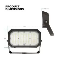 90W LED Flood Light - Yoke Mount - 400W MH - 12,600 Lumens - 5000K -Lighting Decoration Store afld2 50k90 110 u dims