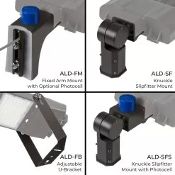 100W LED Parking Lot Area Light- 17,000 Lumens - 250W MH Equivalent - 5000K - Optional Photocell - With Mount -Lighting Decoration Store ald 50k10w c brc3 x x mounting options