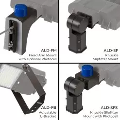 185W LED Parking Lot Area Light- 31,450 Lumens - 750W MH Equivalent - 5000K - Optional Photocell - With Mount -Lighting Decoration Store ald 50k19w c brc3 x x mounting options
